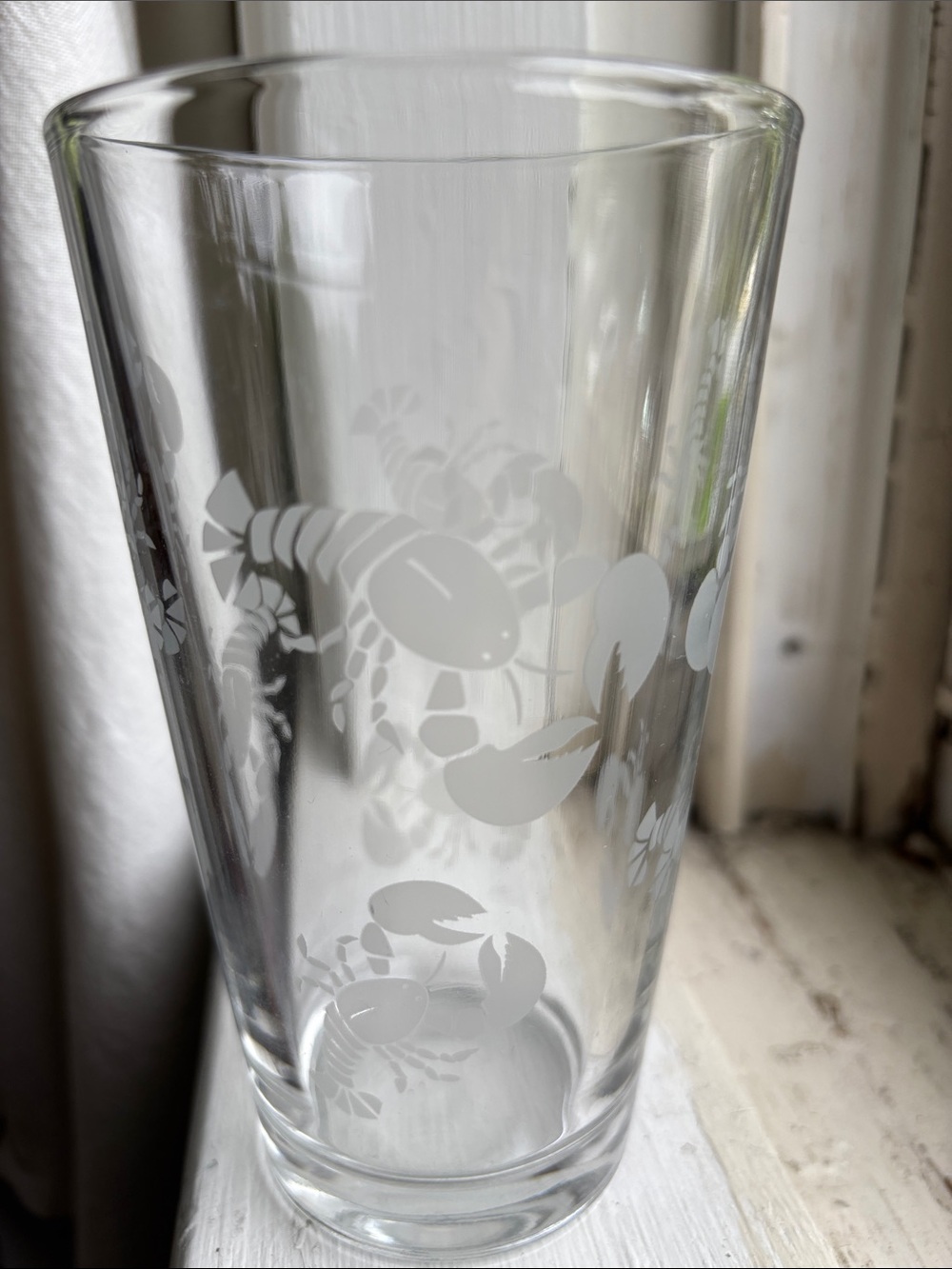 🍦HOST PICK🍦FOUR Handmade LOBSTER Pint Glasses pale frosty grey 8 lobsters each